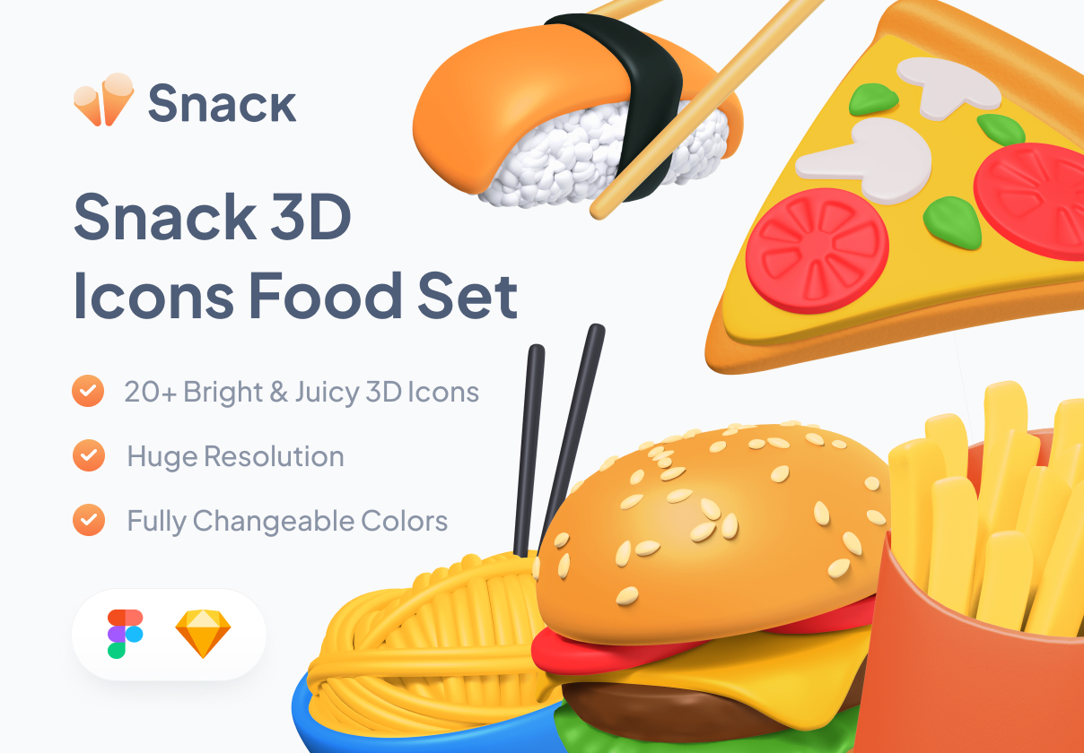 Snack 3D Icons Set